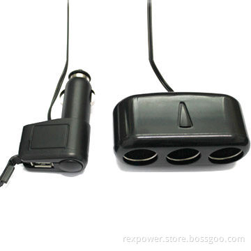 Automotive three-way socket switch with USB port
